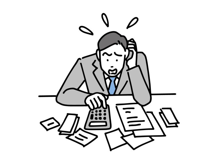 計算が合わず困っている会社員のイメージ